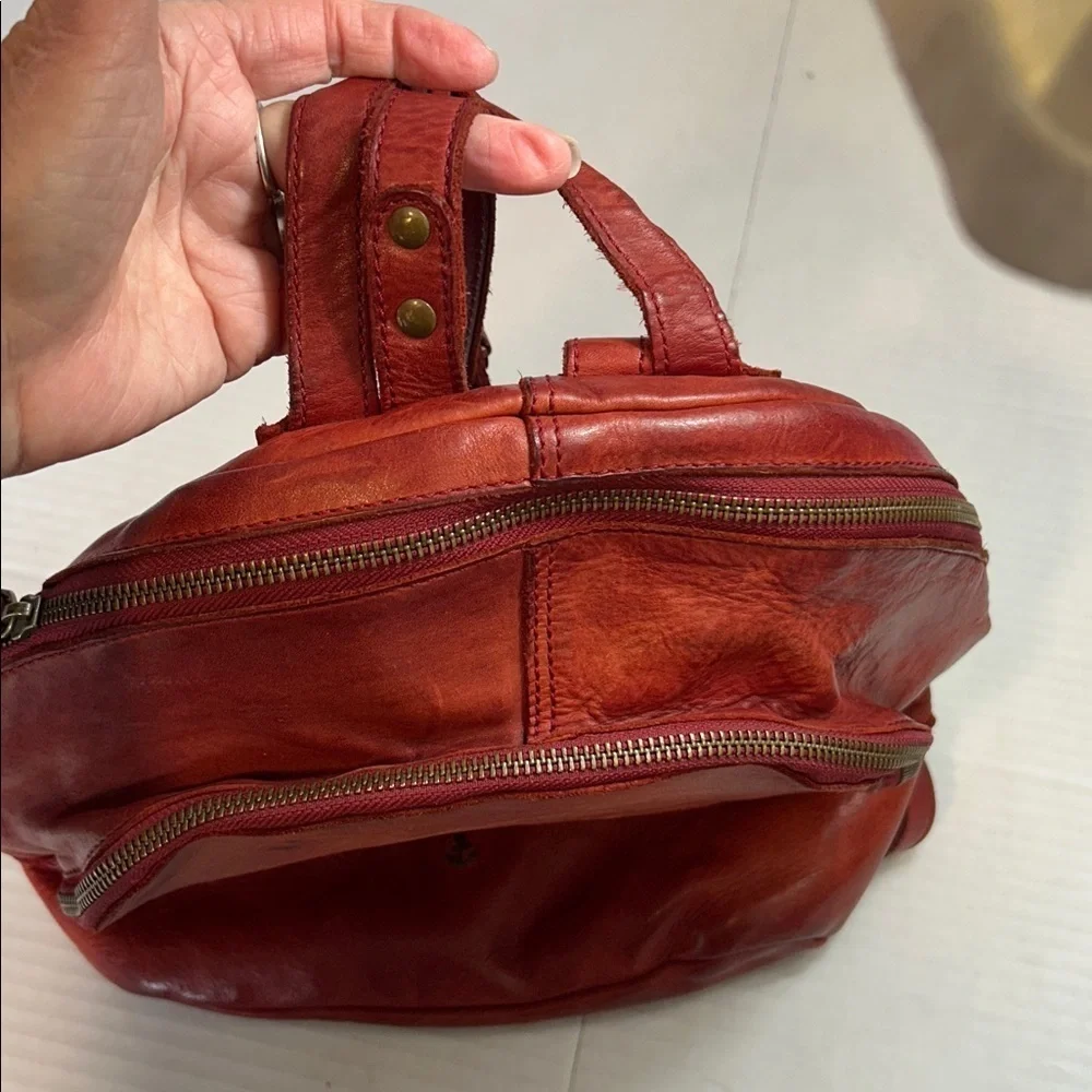 HARBOUR 2ND WINE RED SOFT LEATHER BACK PACK